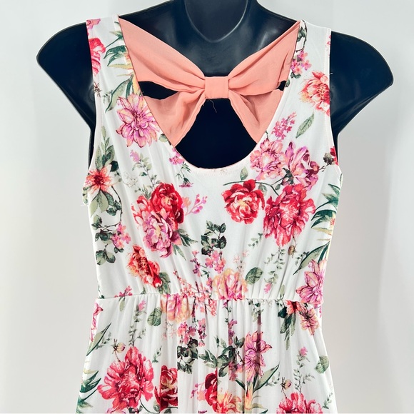 Siren Lily White/Pink/Green Sleeveless Longer Flowing Maternity Sundress-Size L - Picture 5 of 10